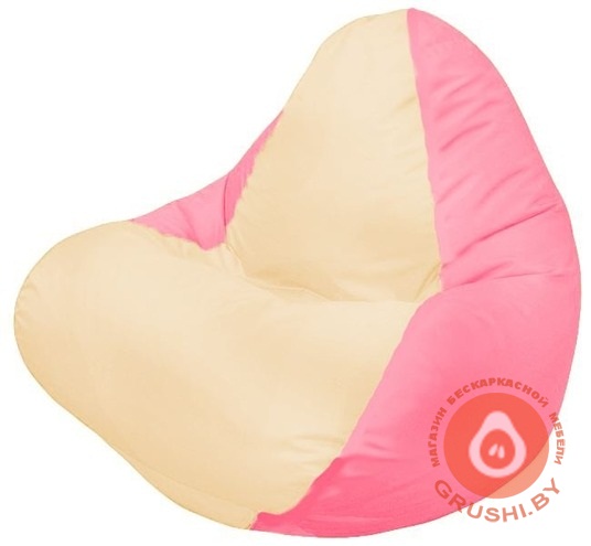 Бескаркасное кресло мешок Relax слоновая кость - розовый