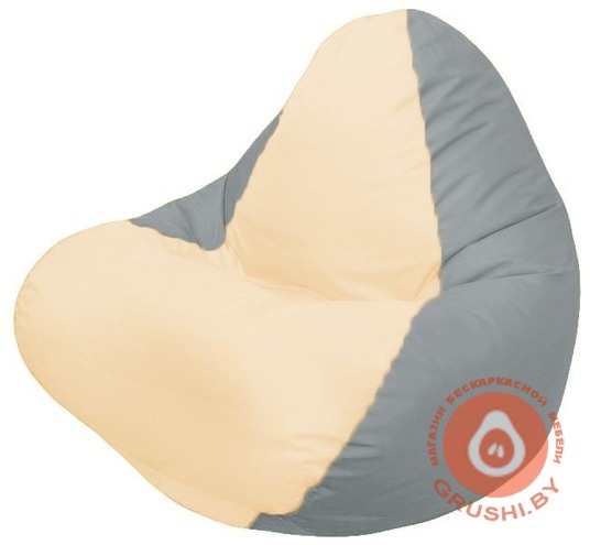 Бескаркасное кресло мешок Relax слоновая кость - серый