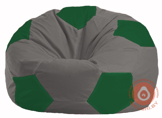 Бескаркасное кресло-мешок Мяч серый - зелёный М 1.1-339