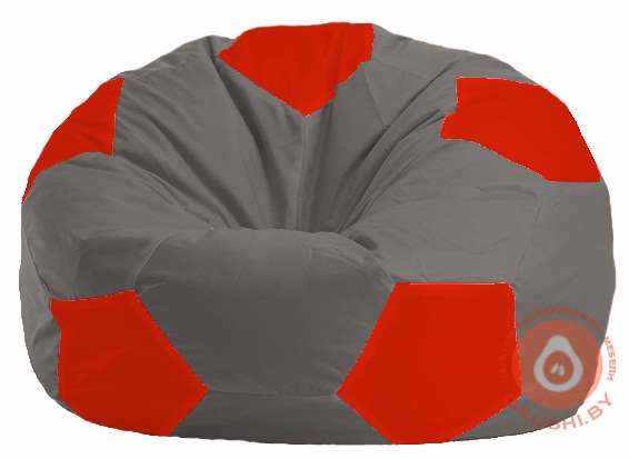 Бескаркасное кресло-мешок Мяч серый - красный М 1.1-332
