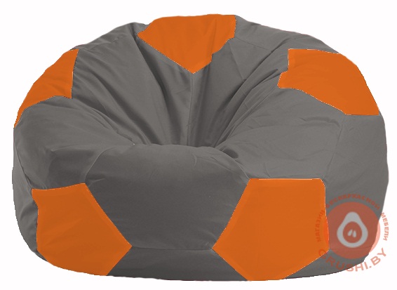 Бескаркасное кресло-мешок Мяч серый - оранжевый М 1.1-342