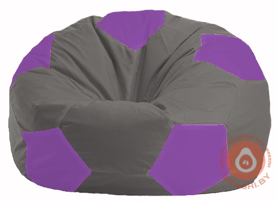 Бескаркасное кресло-мешок Мяч серый - сиреневый М 1.1-346