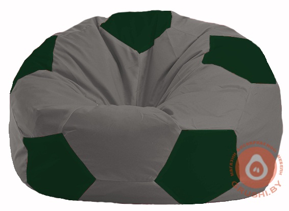 Бескаркасное кресло-мешок Мяч серый - тёмно-зелёный М 1.1-349