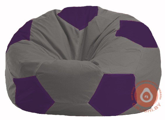 Бескаркасное кресло-мешок Мяч серый - фиолетовый М 1.1-352