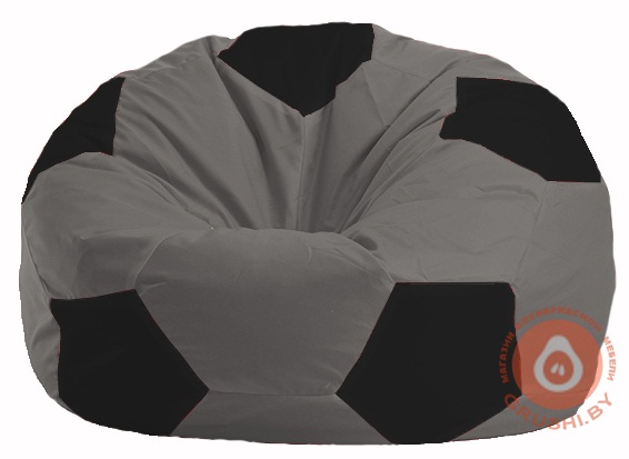 Бескаркасное кресло-мешок Мяч серый - чёрный М 1.1-354