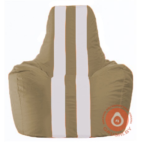Бескаркасное кресло мешок Спортинг бежевый - белый С1.1-99