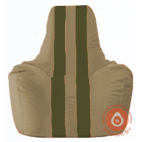 Бескаркасное кресло мешок Спортинг бежевый - тёмно-оливковый С1.1-82