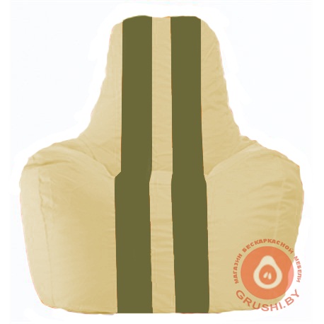 Бескаркасное кресло мешок Спортинг светло-бежевый - оливковый  С1.1-144