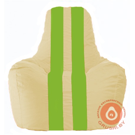 Бескаркасное кресло мешок Спортинг светло-бежевый - салатовый С1.1-141