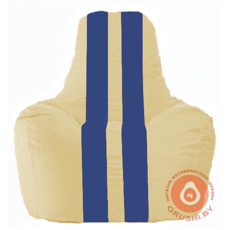 Бескаркасное кресло мешок Спортинг светло-бежевый - синий С1.1-139