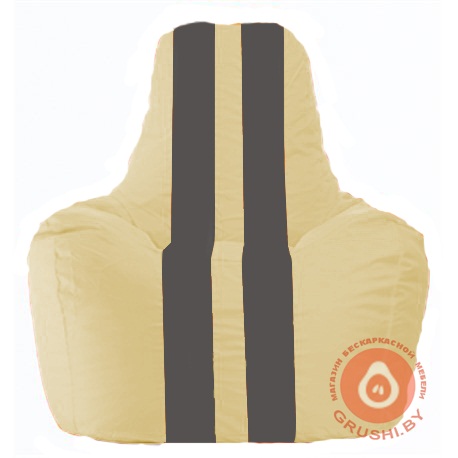 Бескаркасное кресло мешок Спортинг светло-бежевый - тёмно-серый С1.1-134