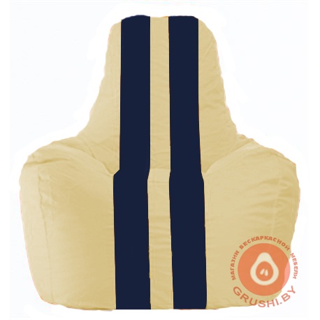 Бескаркасное кресло мешок Спортинг светло-бежевый - тёмно-синий С1.1-133