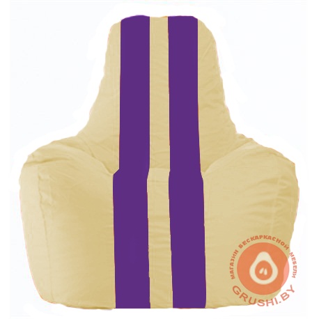 Бескаркасное кресло мешок Спортинг светло-бежевый - фиолетовый С1.1-132