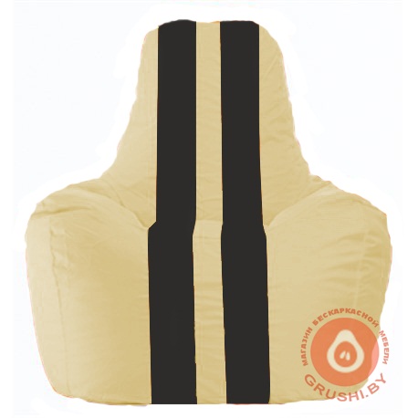 Бескаркасное кресло мешок Спортинг светло-бежевый - чёрный С1.1-130