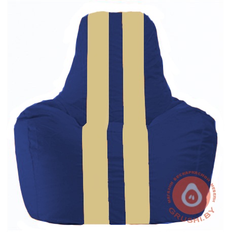 Бескаркасное кресло мешок Спортинг синий - светло-бежевый С1.1-121