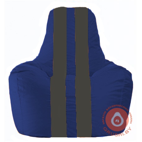 Бескаркасное кресло мешок Спортинг синий - тёмно-серый С1.1-118