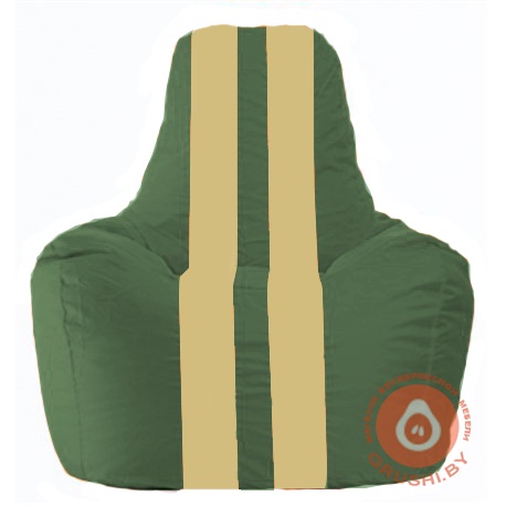 Бескаркасное кресло мешок Спортинг тёмно-зелёный - светло-бежевый С1.1-62