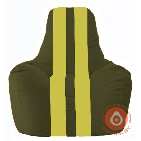 Бескаркасное кресло мешок Спортинг тёмно-оливковый - жёлтый С1.1-57
