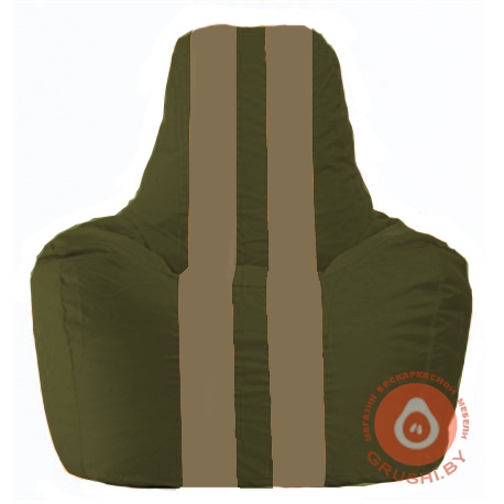 Бескаркасное кресло мешок Спортинг тёмно-оливковый - бежевый С1.1-52