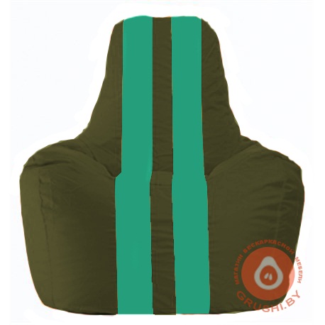 Бескаркасное кресло мешок Спортинг тёмно-оливковый - бирюзовый С1.1-58