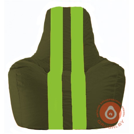 Бескаркасное кресло мешок Спортинг тёмно-оливковый - салатовый С1.1-55