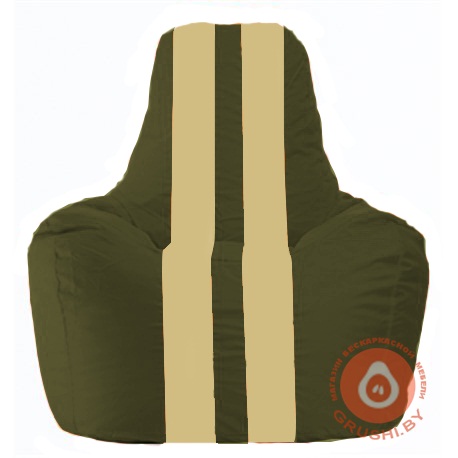 Бескаркасное кресло мешок Спортинг тёмно-оливковый - светло-бежевый С1.1-54