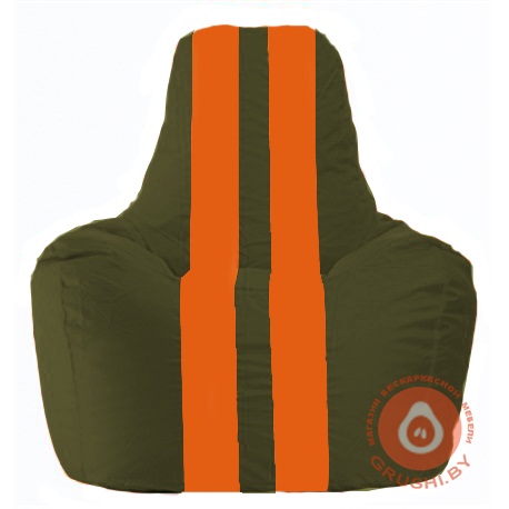 Бескаркасное кресло мешок Спортинг тёмно-оливковый - оранжевый С1.1-56