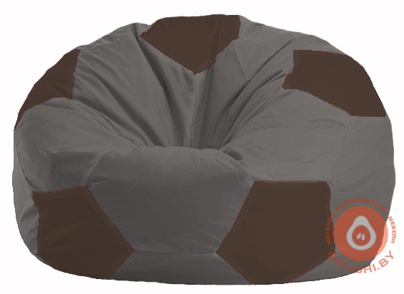Бескаркасное кресло-мешок Мяч тёмно-серый - коричневый М 1.1-470