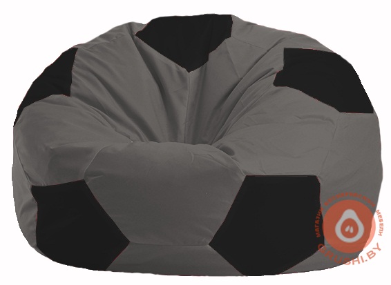 Бескаркасное кресло-мешок Мяч тёмно-серый - чёрный М 1.1-475