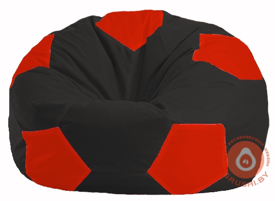 Бескаркасное кресло-мешок Мяч чёрный - красный М 1.1-467