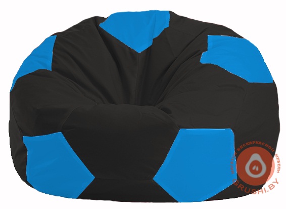 Бескаркасное кресло-мешок Мяч чёрный - голубой М 1.1-395